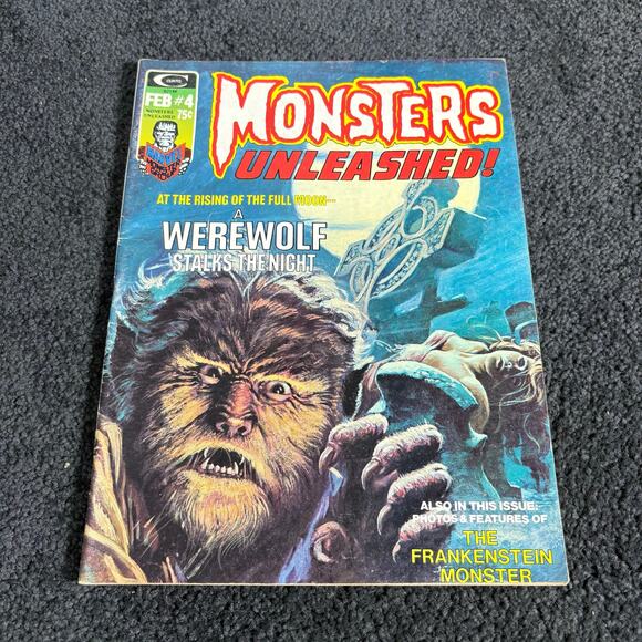 Monsters Unleashed! #4 February 1974 - Marvel Curtis Comics - Werewolf - Vintage - Picture 1 of 9